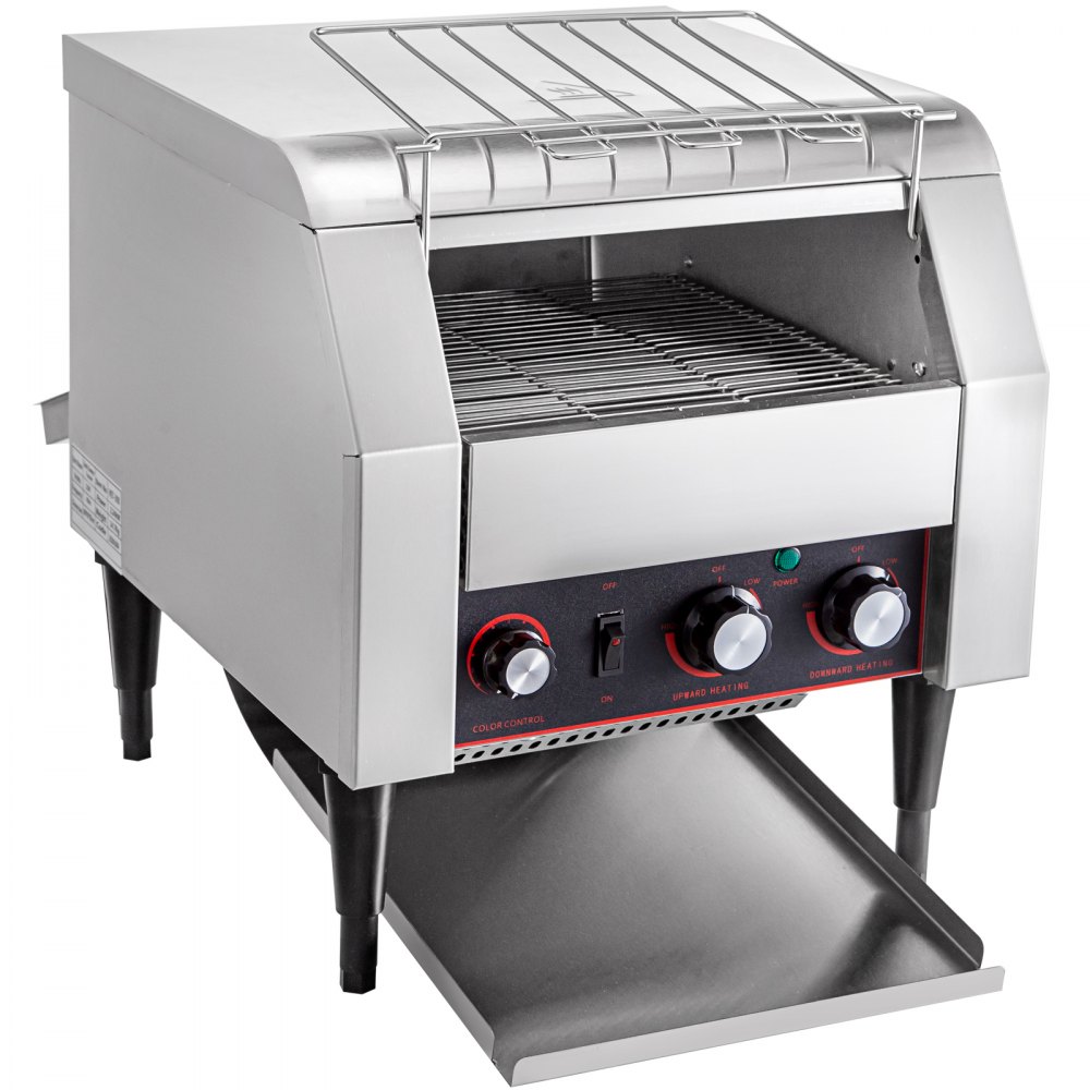 VEVOR 450 Slices/Hour Commercial Conveyor Toaster,2600W Stainless Steel Heavy Duty Industrial Toasters w/ Double Heating Tubes,Countertop Electric Restaurant Equipment for Bun Bagel Bread Baked Food