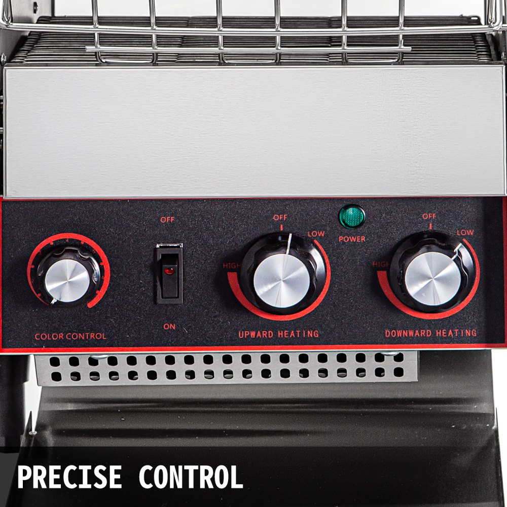 VEVOR 450 Slices/Hour Commercial Conveyor Toaster,2600W Stainless Steel Heavy Duty Industrial Toasters w/ Double Heating Tubes,Countertop Electric Restaurant Equipment for Bun Bagel Bread Baked Food