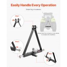 VEVOR 3 Point 2" Trailer Hitch Receiver Quick Hitch Adapter 6000lbs Capacity