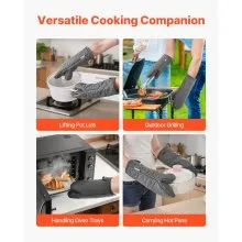 VEVOR Oven Mitts with Silicone Grip 500℉ Heat-Resistant Kitchen Oven Mitts 2 Pcs