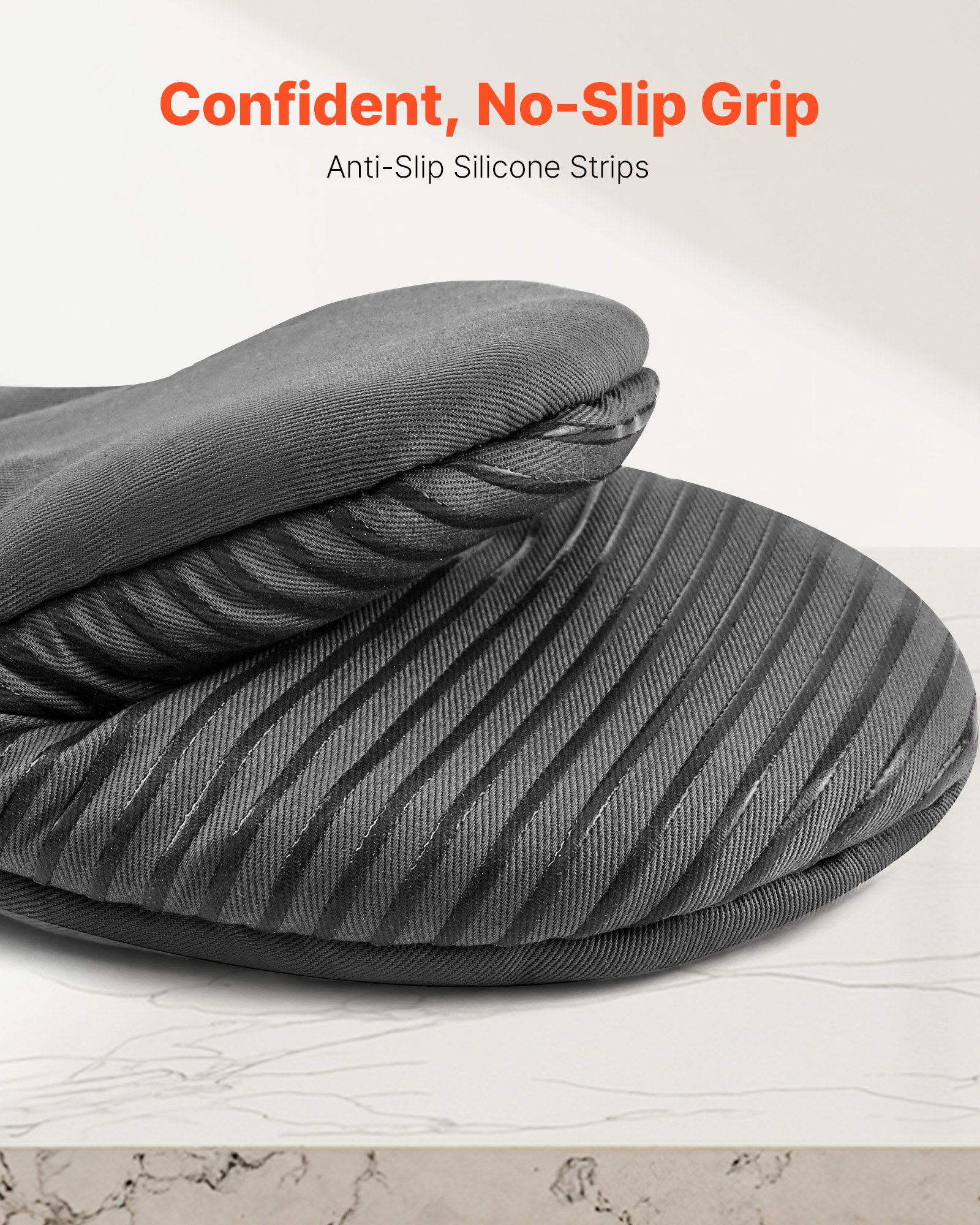 VEVOR Oven Mitts, Mini Oven Mitt Set with Non-Slip Silicone Strips, High Heat Resistant to 500℉, Lightweight Cotton Baking Mitts 13.07 x 6.1 inch with 2 No-Marks Hooks for Home, Kitchen, 2 Piece