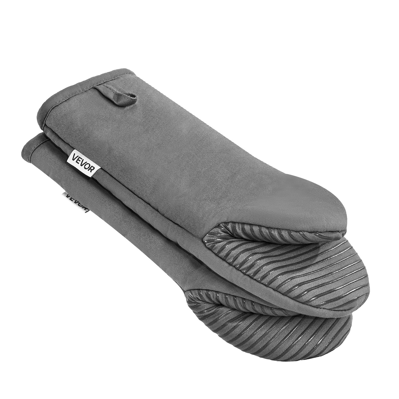 VEVOR Oven Mitts, Mini Oven Mitt Set with Non-Slip Silicone Strips, High Heat Resistant to 500℉, Lightweight Cotton Baking Mitts 13.07 x 6.1 inch with 2 No-Marks Hooks for Home, Kitchen, 2 Piece