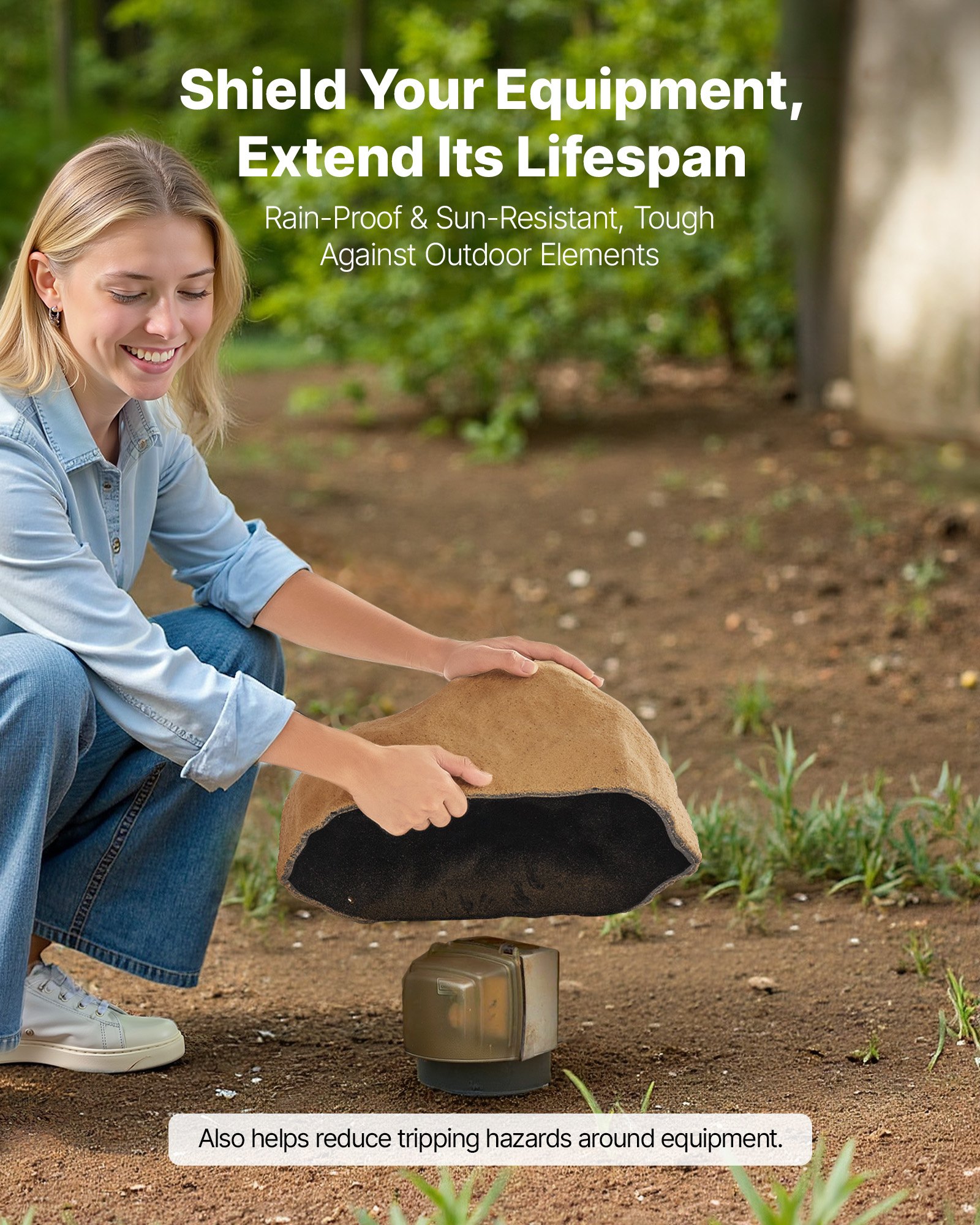 VEVOR Faux Rock Cover, Outdoor Fake Rock Well Pump Cover, Realistic Natural Texture, Lightweight & Weather-Resistant Artificial Boulder for Landscaping Garden Yard Décor, Sand Yellow, Small Size