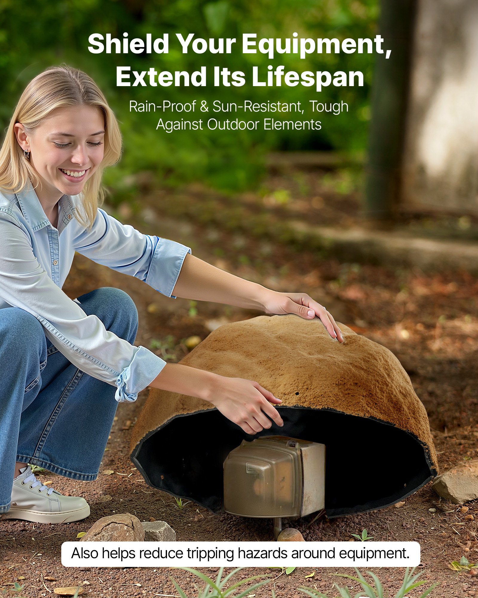 VEVOR Faux Rock Cover, Outdoor Fake Rock Well Pump Cover, Realistic Natural Texture, Lightweight & Weather-Resistant Artificial Boulder for Landscaping Garden Yard Décor, Sandy Brown, Medium Size