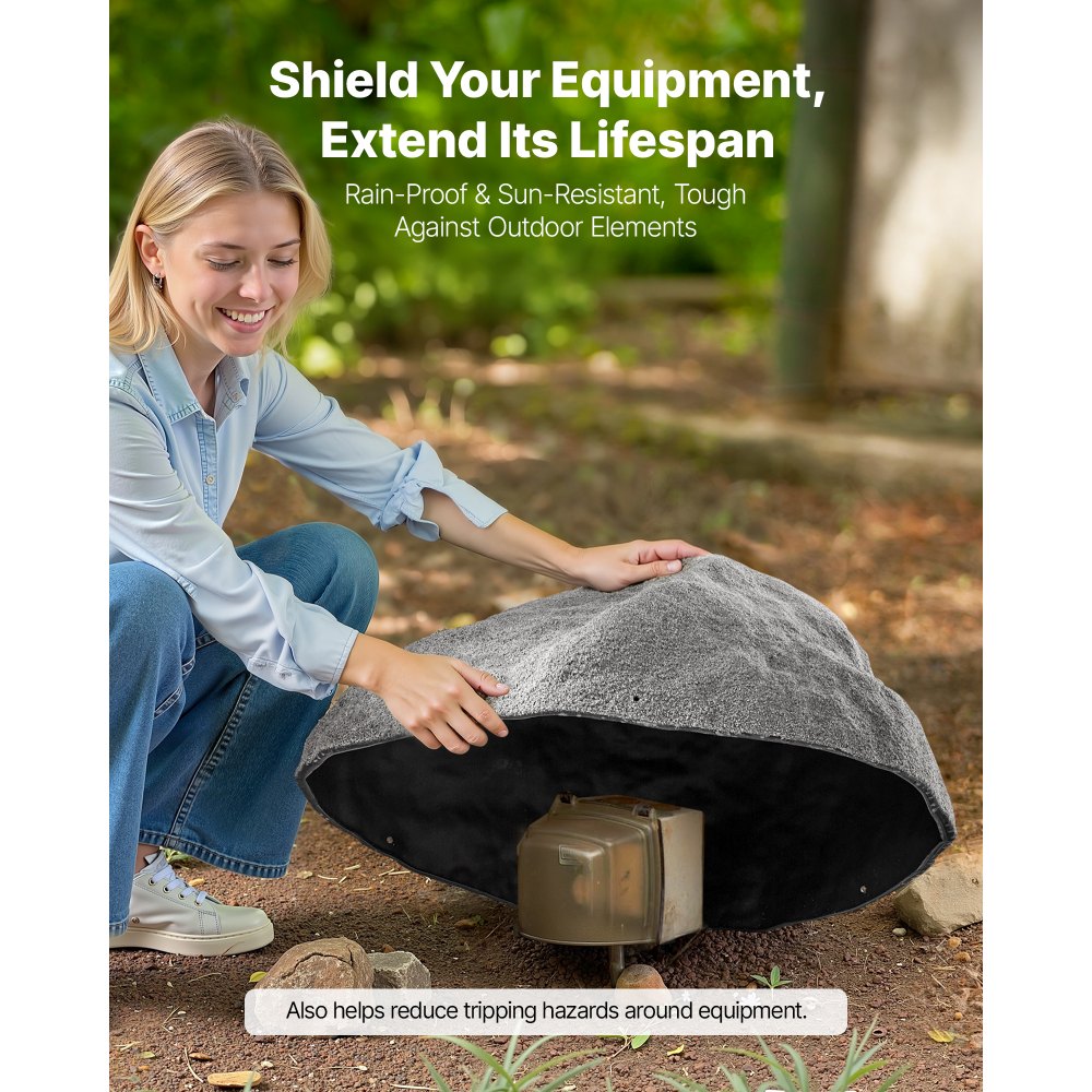 VEVOR Faux Rock Cover, Outdoor Fake Rock Well Pump Cover, Realistic Natural Texture, Lightweight & Weather-Resistant Artificial Boulder for Landscaping Garden Yard Décor, Dark Grey, Medium Size