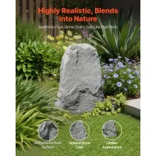 VEVOR Faux Rock Cover, Outdoor Fake Landscape Rock Well Pump Cover, Realistic Appearance & Seamless Design, Lightweight & Weather-Resistant Artificial Boulder for Garden Yard Décor, Grey, Medium Size