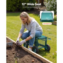 Rolling Garden Seat with Wheel 400LB Heavy Duty Metal Garden Cart with Storage