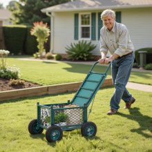 Rolling Garden Seat with Wheel 400LB Heavy Duty Metal Garden Cart with Storage