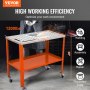 VEVOR Welding Table 91.4 cm x 45.7 cm, 544 kg Load Capacity Steel Welding Workbench Table on Wheels, 2 Layers Portable Work Bench with Braking Casters, 4 Tool Slots, 1.6 cm Fixture Holes