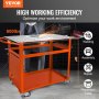 VEVOR Welding Table 36'' x 24'', 600lbs Load Capacity Steel Welding Workbench Table on Wheels, Portable Work Bench with Double-layer Storage Board, 5/8-inch Fixture Holes, 11 Hooks