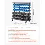 VEVOR 5-Tier Double-Sided Rolling Bin Storage Rack, 68 Plastic Bins, Dual-Sided Parts Organizer with Wheels, Mobile Tool Organizer for Garage, Warehouse, Office, Restaurant, Classroom, Kitchen