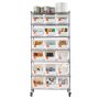 VEVOR 7-Tier Rolling Bin Storage Rack, 18 Organizer Bins, Bin Rack Storage Steel Wire Shelving System with Wheels, Mobile Tool Organizer for Garage, Warehouse, Office, Restaurant, Classroom, Kitchen