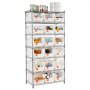 VEVOR 7-Tier Rolling Bin Storage Rack, 18 Organizer Bins, Bin Rack Storage Steel Wire Shelving System with Wheels, Mobile Tool Organizer for Garage, Warehouse, Office, Restaurant, Classroom, Kitchen