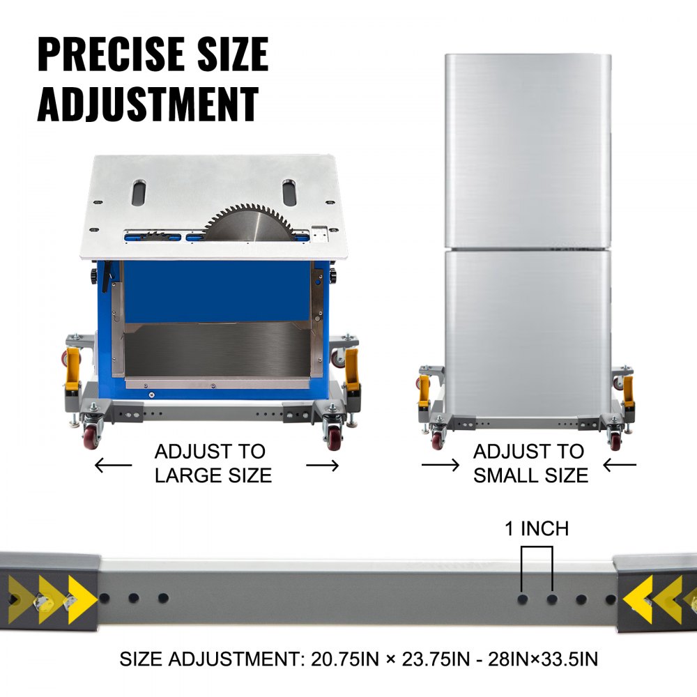 VEVOR Adjustable Universal Mobile Base PM-3500 Heavy-Duty Mobile Base Rolling Mobile Base with Locking Levers,Used for Mobilizing Table Saws, Drill Press, Planers, Jointers,Fridge and Washing Machine