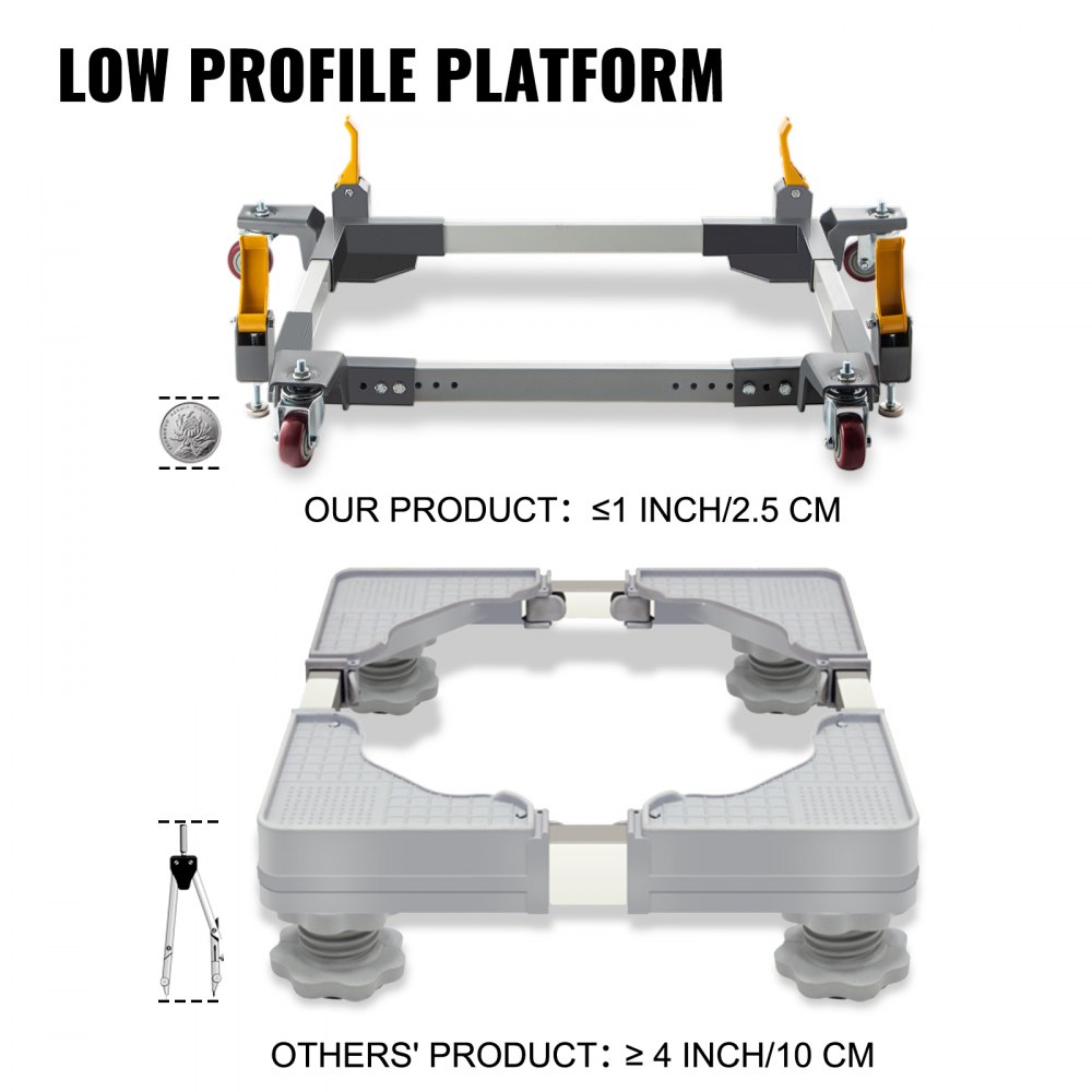 VEVOR Adjustable Universal Mobile Base PM-3500 Heavy-Duty Mobile Base Rolling Mobile Base with Locking Levers,Used for Mobilizing Table Saws, Drill Press, Planers, Jointers,Fridge and Washing Machine