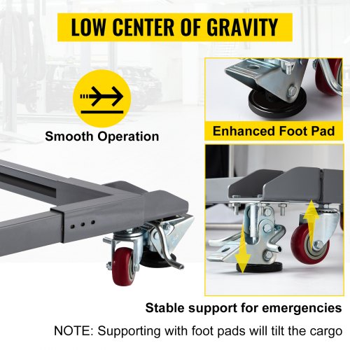 VEVOR Adjustable Universal Mobile Base 1500 LBS Load-Bearing Capacity Heavy-Duty Mobile Base Rolling Mobile Base with Locking Levers, Used for Mobilizing Woodworking Equipment, Fridge, Washing Machine