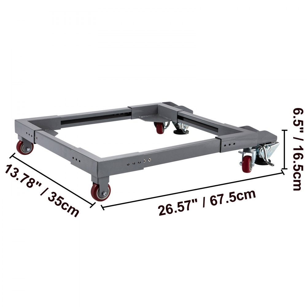 VEVOR Adjustable Universal Mobile Base 1500 LBS Load-Bearing Capacity Heavy-Duty Mobile Base Rolling Mobile Base with Locking Levers, Used for Mobilizing Woodworking Equipment, Fridge, Washing Machine
