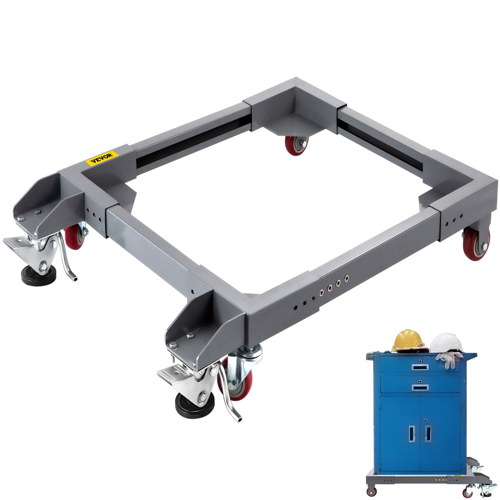 VEVOR Adjustable Universal Mobile Base 1500 LBS Load-Bearing Capacity Heavy-Duty Mobile Base Rolling Mobile Base with Locking Levers, Used for Mobilizing Woodworking Equipment, Fridge, Washing Machine