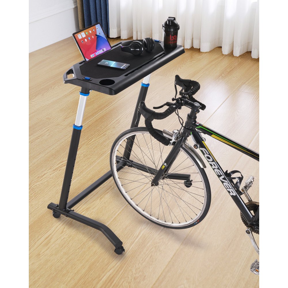 Mobile Cycling Desk Foldable Bike Trainer Fitness Desk with Lockable Wheel