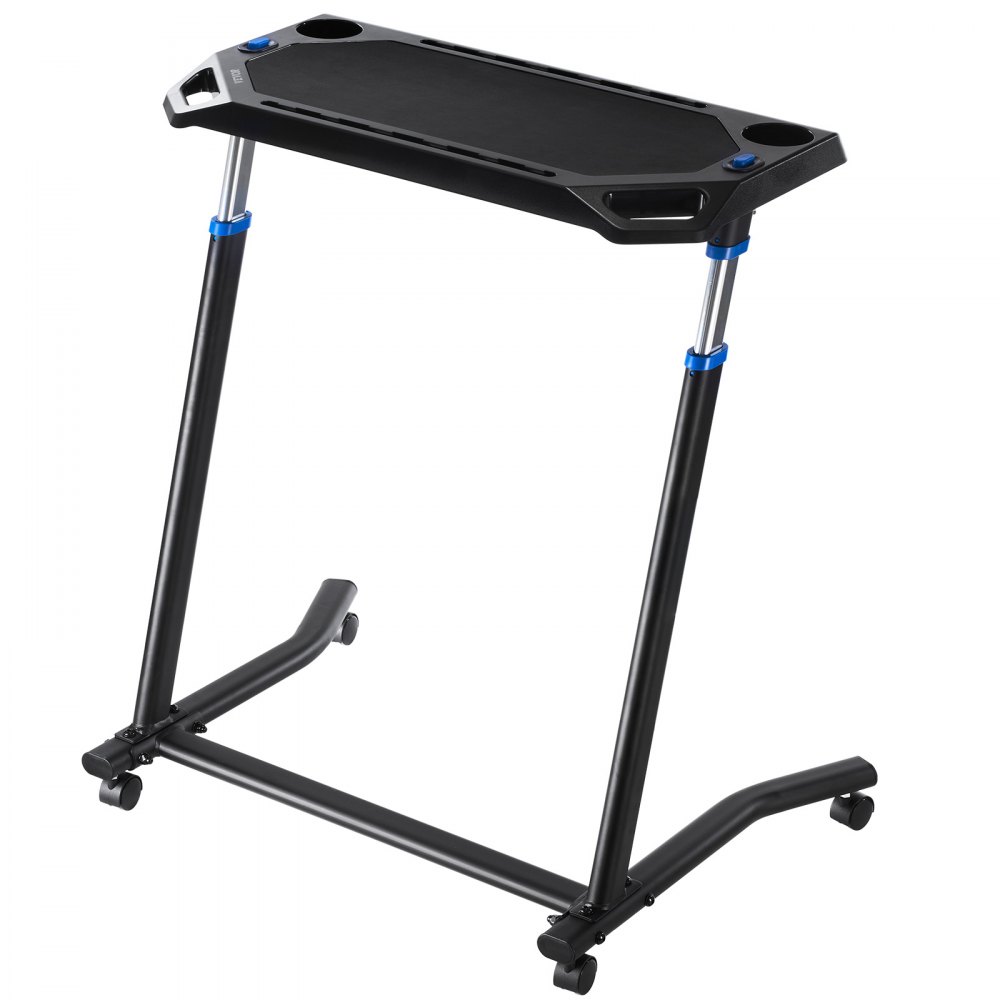 VEVOR Cycling Desk, Mobile Foldable Multi-Functional Bike Trainer & Treadmill Desk with Lockable Wheels, Non-Slip Multi-Slot Bike Trainer Fitness Desk with Handle Bar, Fit for Home Office Exercise