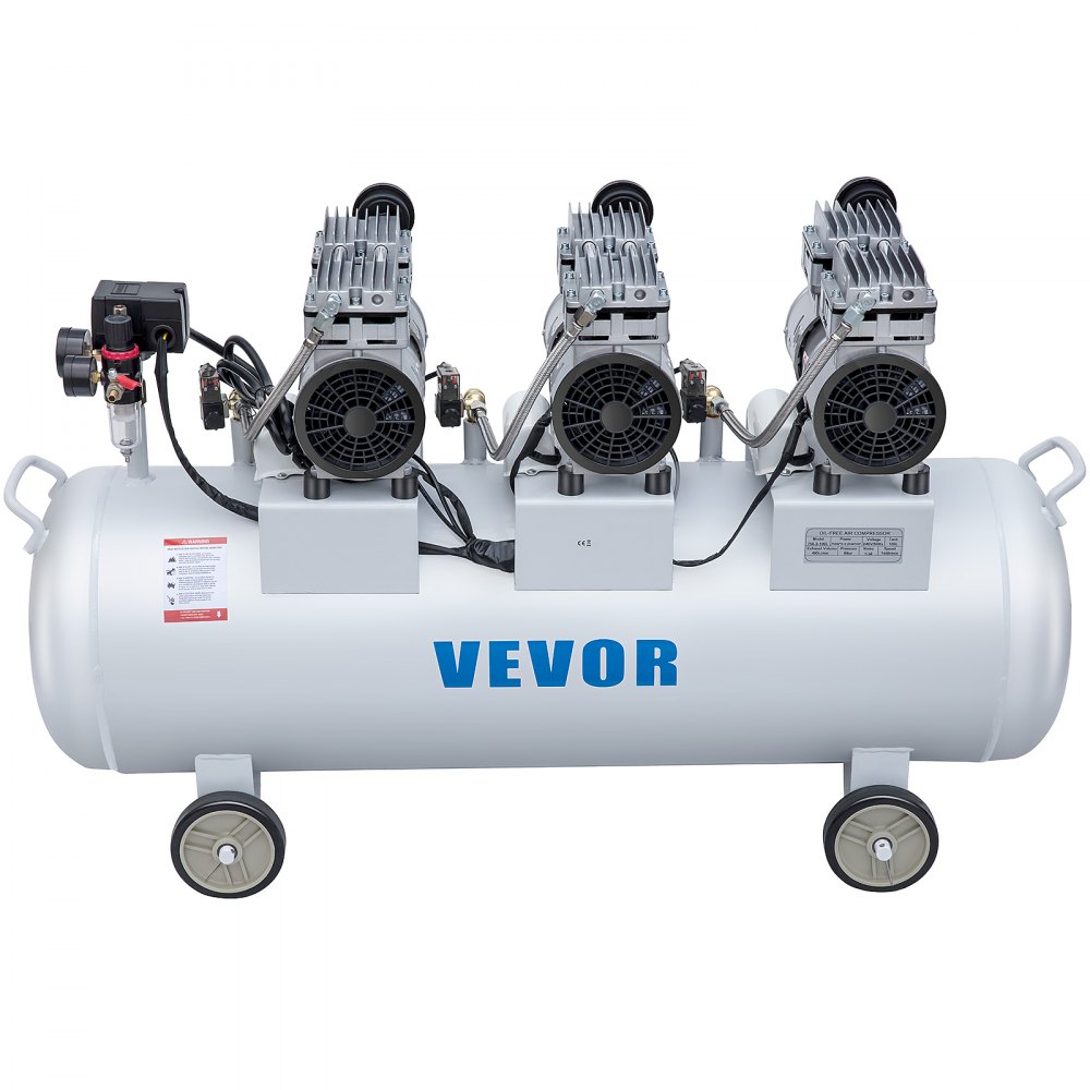 VEVOR 3HP Oil Free Air Compressor Silenced 100L Tank Ultra 3 Silent Inflator for Auto Repair, Tire Inflation, Spray Painting, Woodwork Nailing