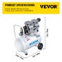 VEVOR 0.75HP Oil Free Air Compressor Air Compressor Tank 30L Silent Inflator