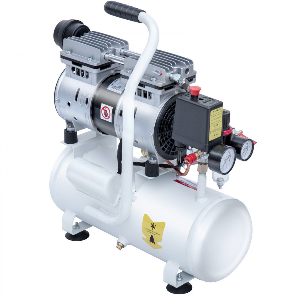 VEVOR 9L Oil Free Air Compressor 0.75HP Silenced Inflator Home Garage Workshop for Auto Repair, Tire Inflation, Spray Painting, Woodwork Nailing