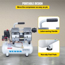VEVOR 0.75HP Oil Free Air Compressor Air Compressor Tank 9L Silent Inflator