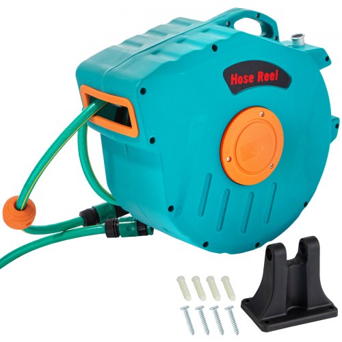 VEVOR 20M Retractable Water Hose Reel Wall Mounted Auto Rewind Commercial Grade