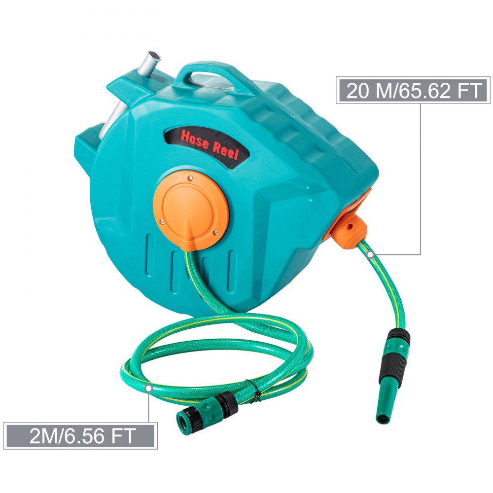 VEVOR 20M Retractable Water Hose Reel Wall Mounted Auto Rewind Commercial Grade