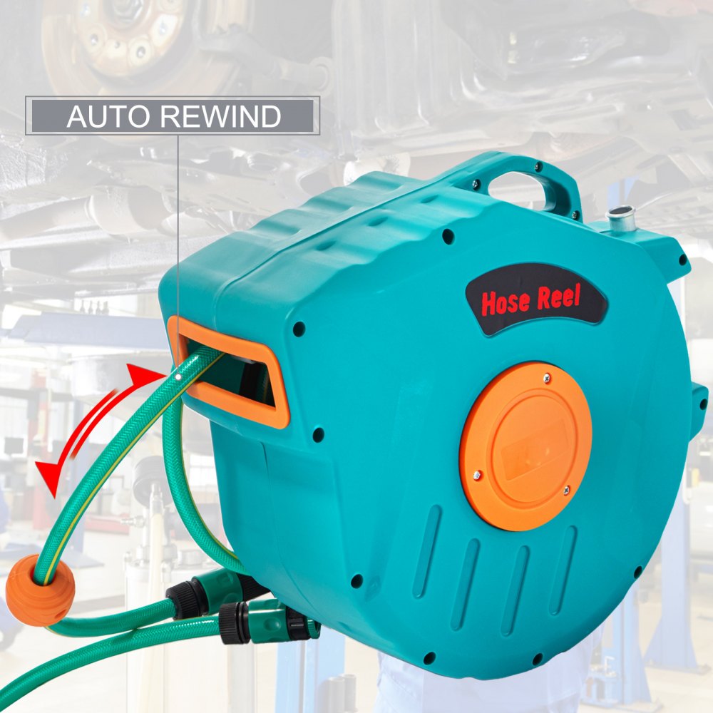 VEVOR 20M Retractable Water Hose Reel Wall Mounted Auto Rewind Commercial Grade