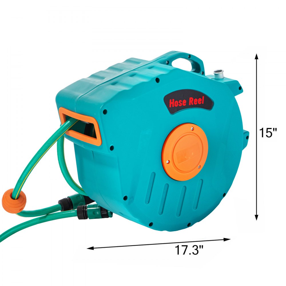 VEVOR 20M Retractable Water Hose Reel Wall Mounted Auto Rewind Commercial Grade