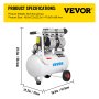 VEVOR-ilmakompressori 5,5 gallona erittäin hiljainen öljytön ilmakompressori 25 litran säiliö hiljainen ilmakompressori 750 W öljytön kompressori hiljainen