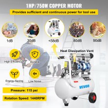 VEVOR Air Compressor 5.5 Gallon Ultra Quiet Oil-free Air Compressor 25L Tank Silent Air Compressor 750W Oil free Compressor Low noise