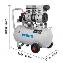 VEVOR Air Compressor 6.6 Gallon Ultra Quiet Oil-free Air Compressor 30L Tank Silent Air Compressor 750W Oil free Compressor Low noise with Safe Solenoid Valve