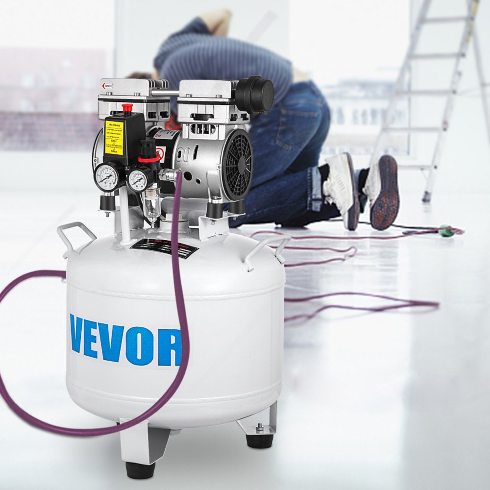 VEVOR Vertical Air Compressor 8.8 Gallon Ultra Quiet Oil-free Air Compressor 40L Tank Silent Air Compressor 850W Oil free Compressor Low noise