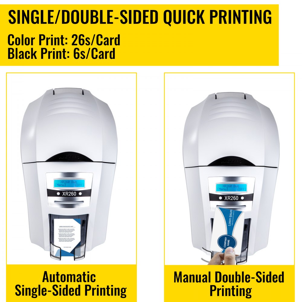 VEVOR Double-Sided ID Card Printer Bundles Model Number XR260D ID Badge Maker