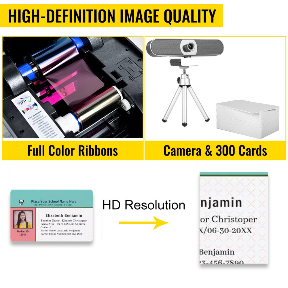 VEVOR Double-Sided ID Card Printer Bundles Model Number XR260D ID Badge Maker