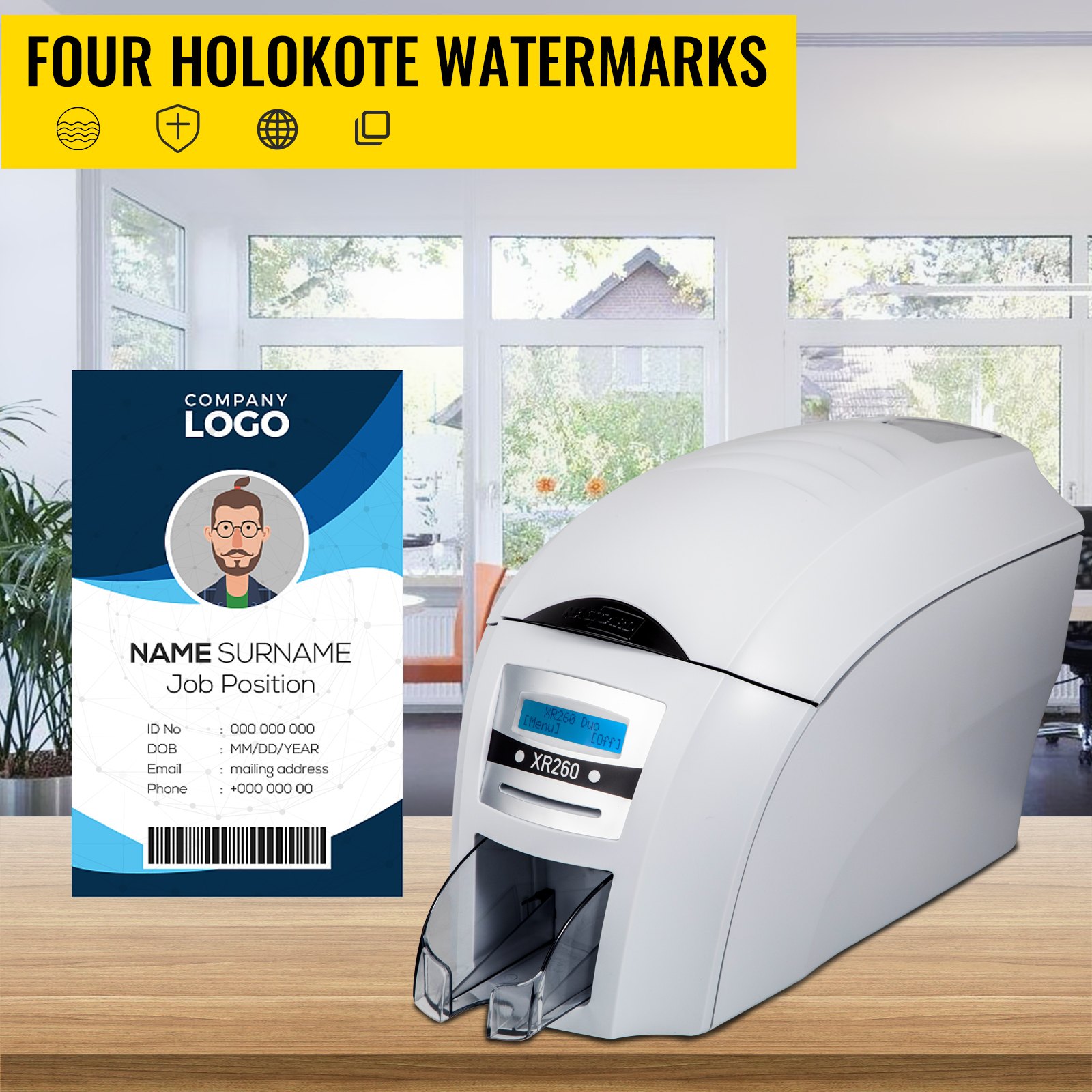 VEVOR Double-Sided ID Card Printer Bundles Model Number XR260D ID Badge Maker