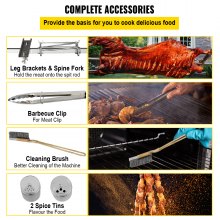 VEVOR 132 LBS Rotisserie Grill Roaster, 40W BBQ Small Pig Lamb Rotisserie Roaster, 50 Inch Stainless Steel Charcoal Spit Rotisserie Roaster Grill for Camping and Outdoor Barbecue