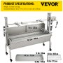 VEVOR Rotisserie Grill, 132lbs Capacity, Stainless Steel Pig Lamb Spit Grill Roaster, with 40W Motor & Adjustable Height Lockable Casters & Baffle for Outdoor Camping Party Campfire Barbecue
