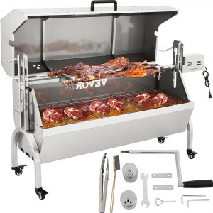 VEVOR 132 LBS Rotisserie Grill Stainless Steel Pig Lamb Hooded