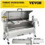 VEVOR Lamb Rotisserie, 132lbs Capacity, Stainless Steel Pig Lamb Spit Grill Roaster, with 40W Motor & Adjustable Height Lockable Casters & Baffle Cover for Outdoor Camping Party Campfire Barbecue