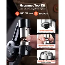 Grommet Tool Kit 500 PCS 1/2 Inch Metal Eyelets Grommets in Gold and Silver