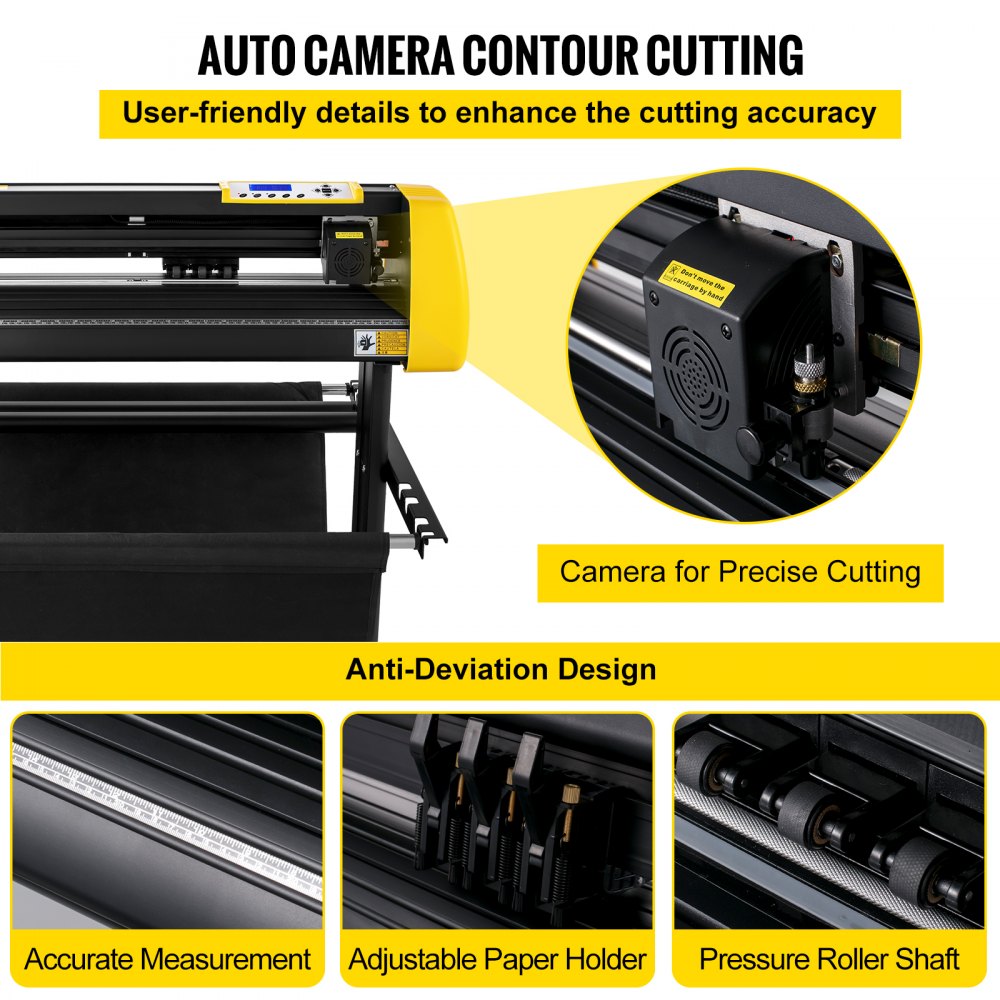 VEVOR Vinyl Cutter Machine, 28 in / 720 mm Max Paper Feed Cutting Plotter, Automatic Camera Contour Cutting LCD Screen Printer w/Stand Adjustable Force and Speed for Sign Making Plotter Cutter