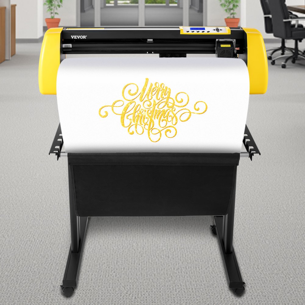 VEVOR Vinyl Cutter Machine, 28 in / 720 mm Max Paper Feed Cutting Plotter, Automatic Camera Contour Cutting LCD Screen Printer w/Stand Adjustable Force and Speed for Sign Making Plotter Cutter