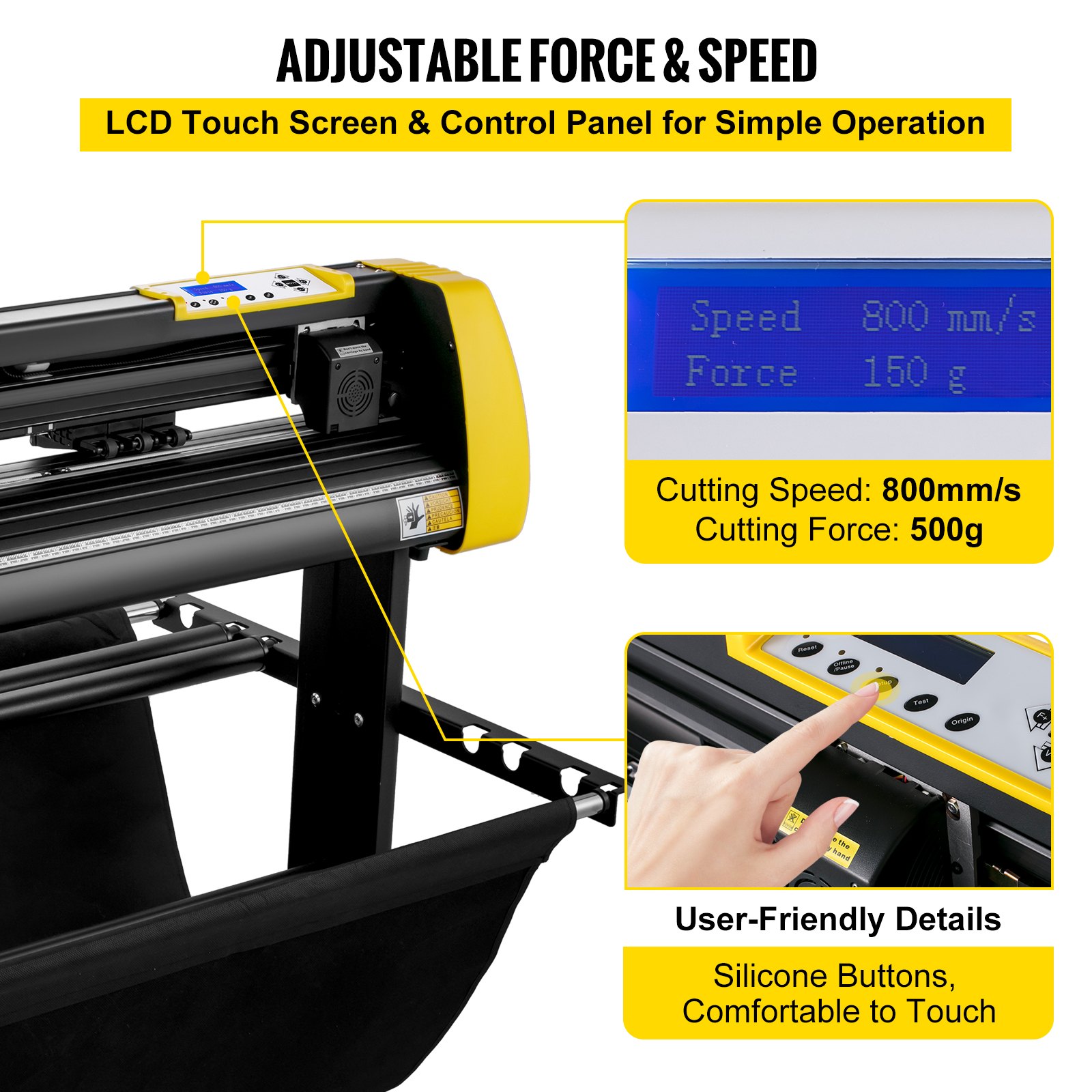 VEVOR Vinyl Cutter Machine, 28 in / 720 mm Max Paper Feed Cutting Plotter, Automatic Camera Contour Cutting LCD Screen Printer w/Stand Adjustable Force and Speed for Sign Making Plotter Cutter