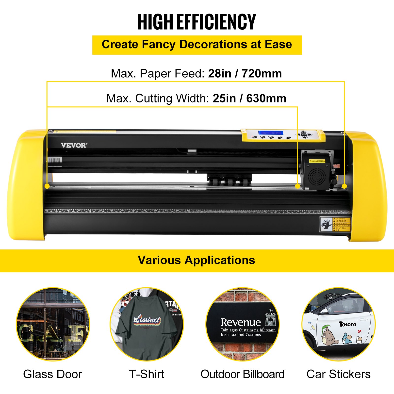 VEVOR Vinyl Cutter Machine, 28 in / 720 mm Max Paper Feed Cutting Plotter, Automatic Camera Contour Cutting LCD Screen Printer w/Stand Adjustable Force and Speed for Sign Making Plotter Cutter