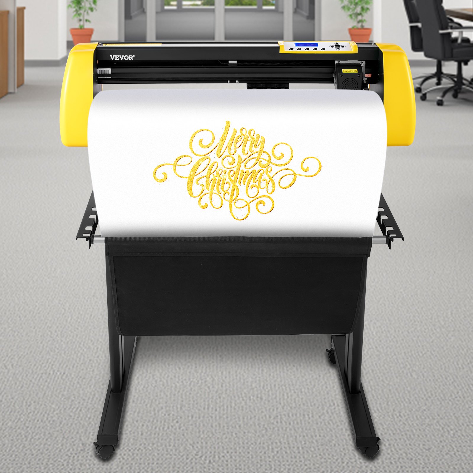 VEVOR Vinyl Cutter Machine, 28 in / 720 mm Max Paper Feed Cutting Plotter, Automatic Camera Contour Cutting LCD Screen Printer w/Stand Adjustable Force and Speed for Sign Making Plotter Cutter