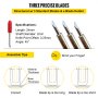 three precise blades for the VEVOR vinyl cutter machine with specifications and assemble tips.